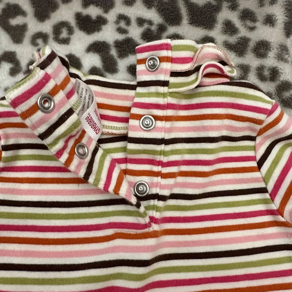 NWOT 2005 Gymboree Ruffle Turtleneck in Pink Brown Green Stripe Size 6-12 Months